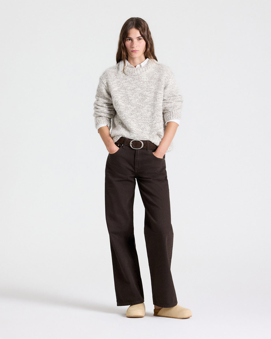TWP Turkish coffee / ivory CHUNKY CREWNECK - TURKISH COFFEE / IVORY view 3