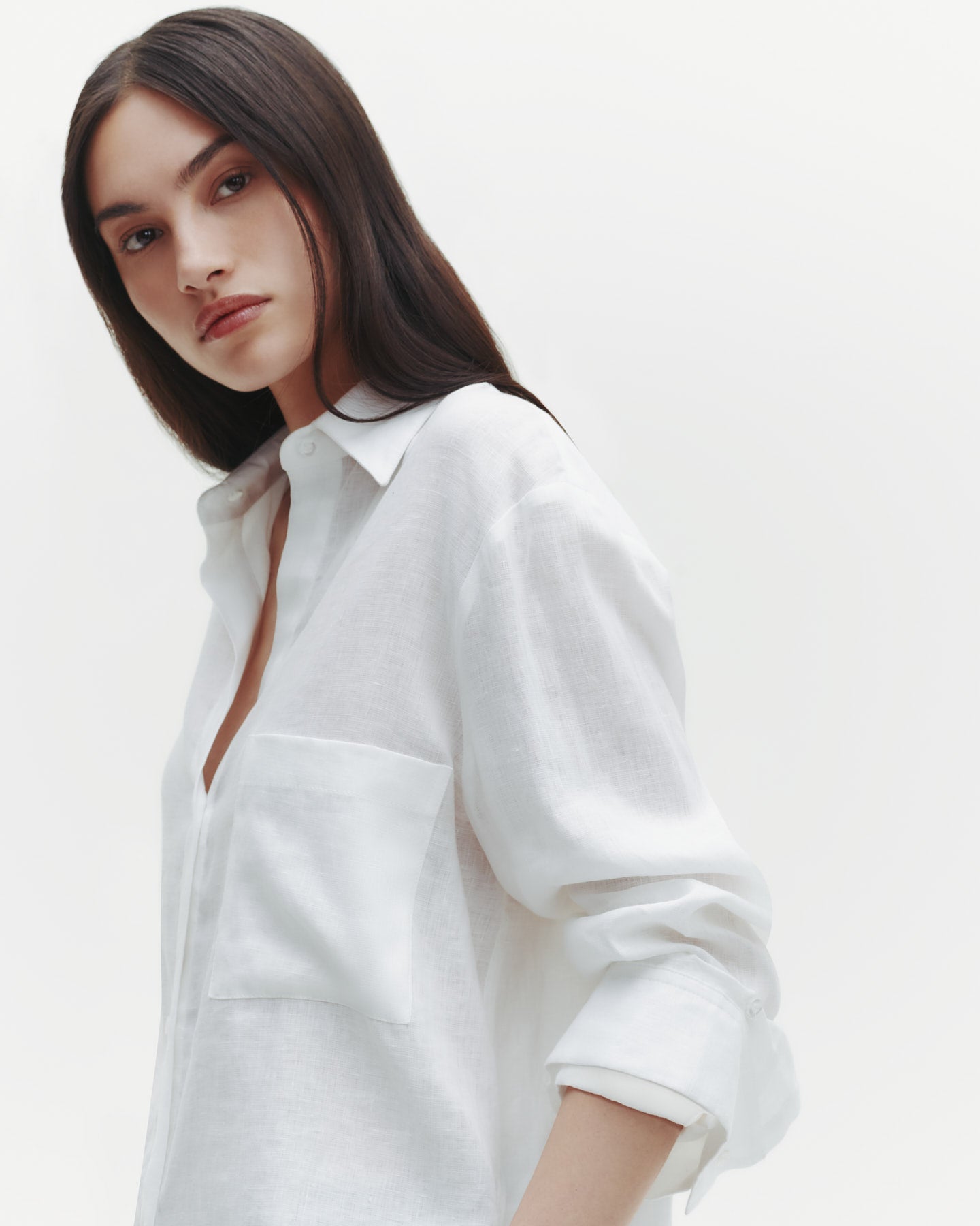 TWP White The Next Morning Shirt in Delave Linen view 1