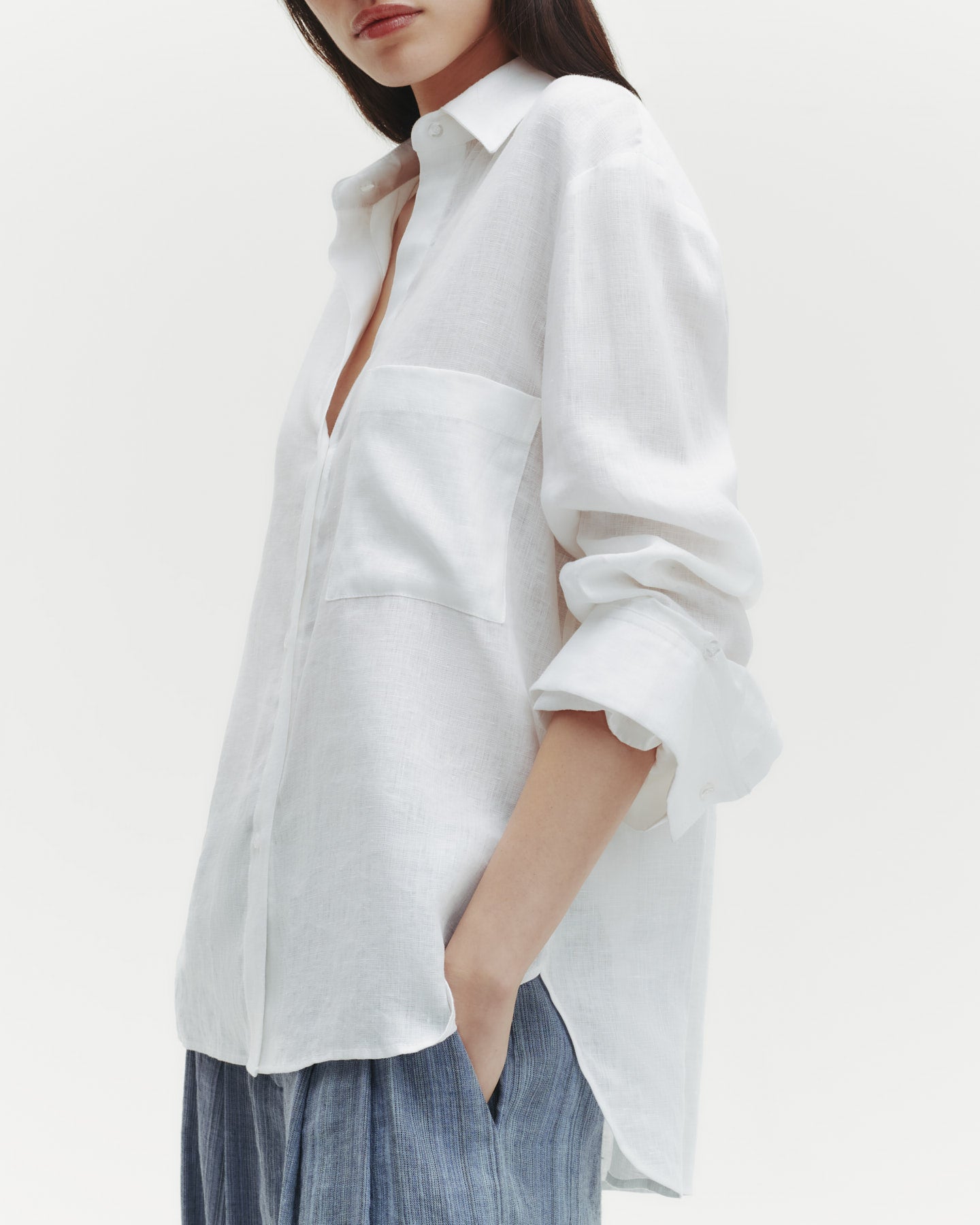 TWP White The Next Morning Shirt in Delave Linen view 3