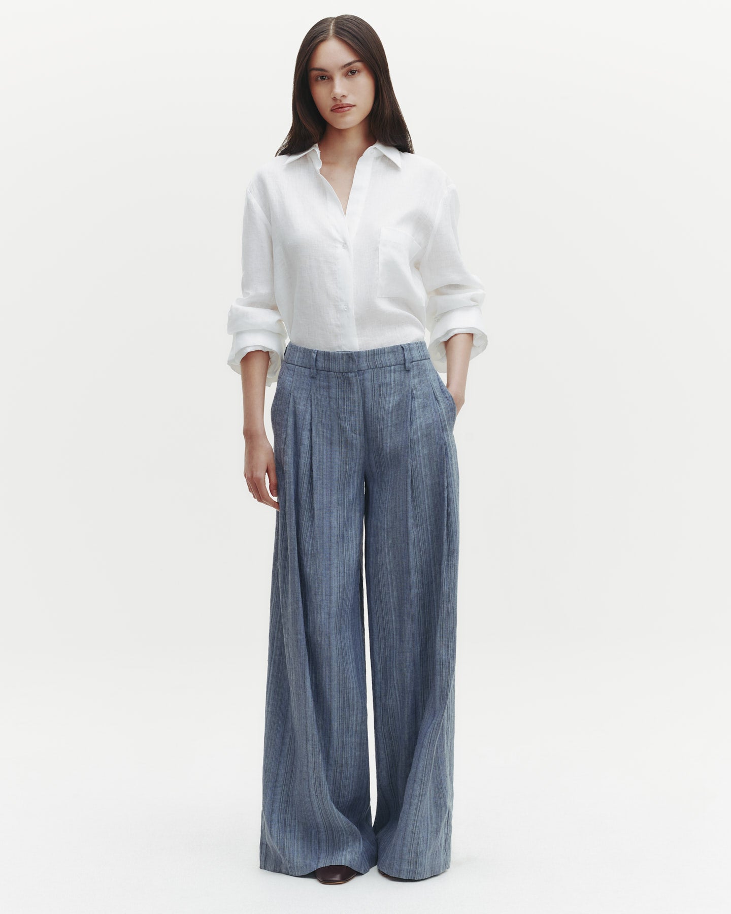 TWP White The Next Morning Shirt in Delave Linen view 4