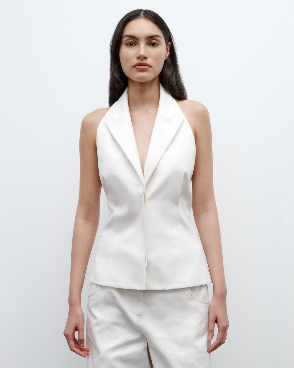 TWP Ivoire Kaitlyn Vest in Cotton Twill view 1