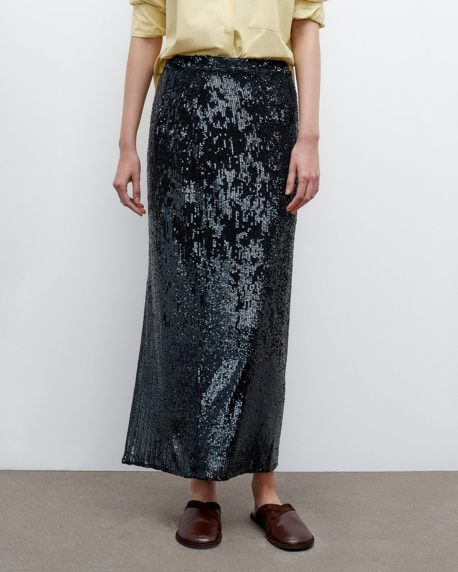 TWP Midnight Gwyneth Skirt in Fishscale Sequins view 4