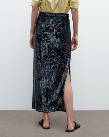 TWP Midnight Gwyneth Skirt in Fishscale Sequins view 2