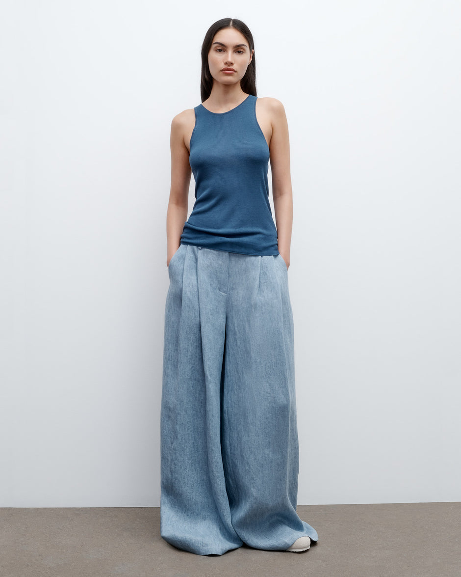 TWP Indigo Harbor Tank in Viscose Silk view 1