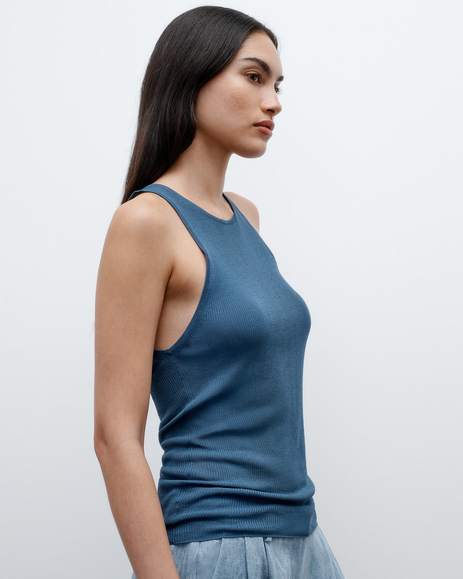 TWP Indigo Harbor Tank in Viscose Silk view 2