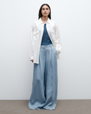 TWP Ivory Dutton Shirt in Yarn Dyed Cotton Silk view 6