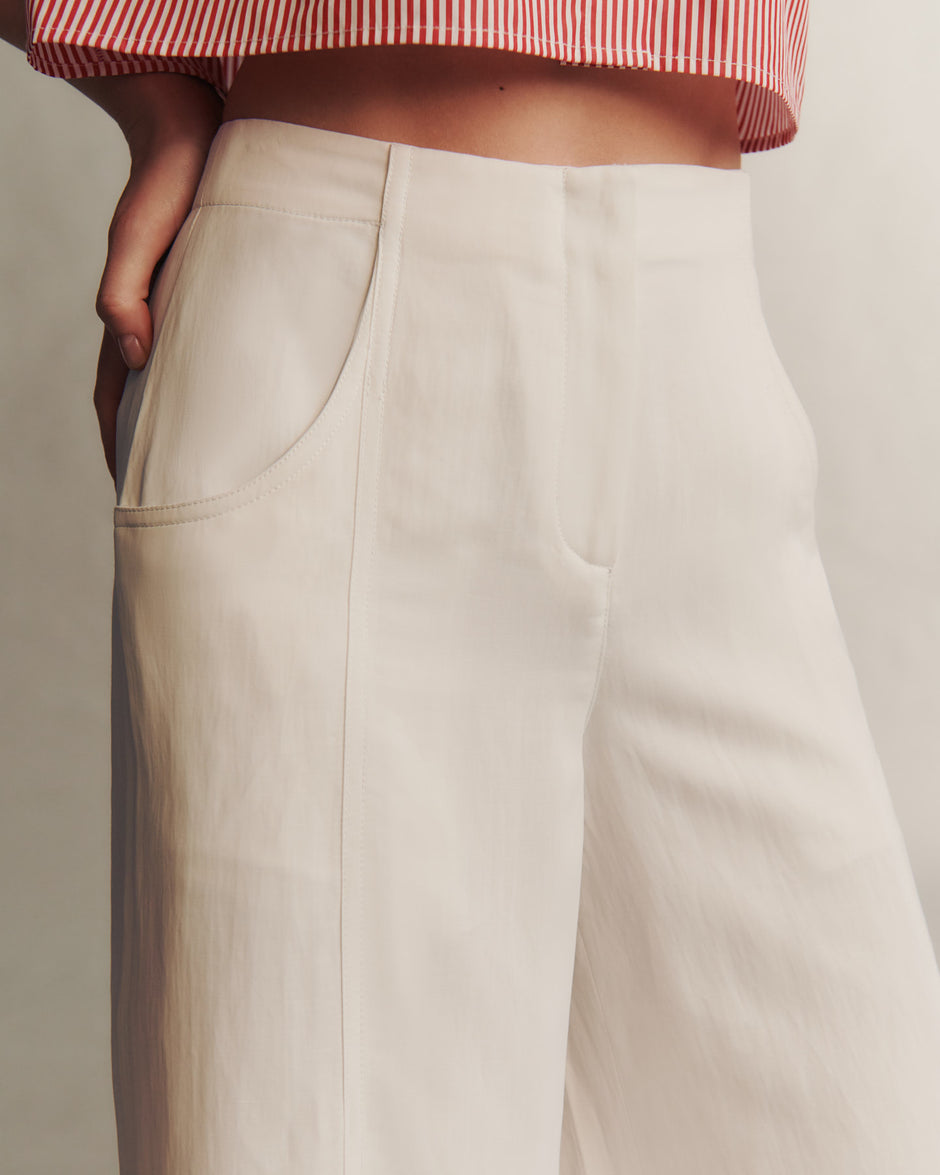 TWP White Demie Pant in Coated Viscose Linen view 3