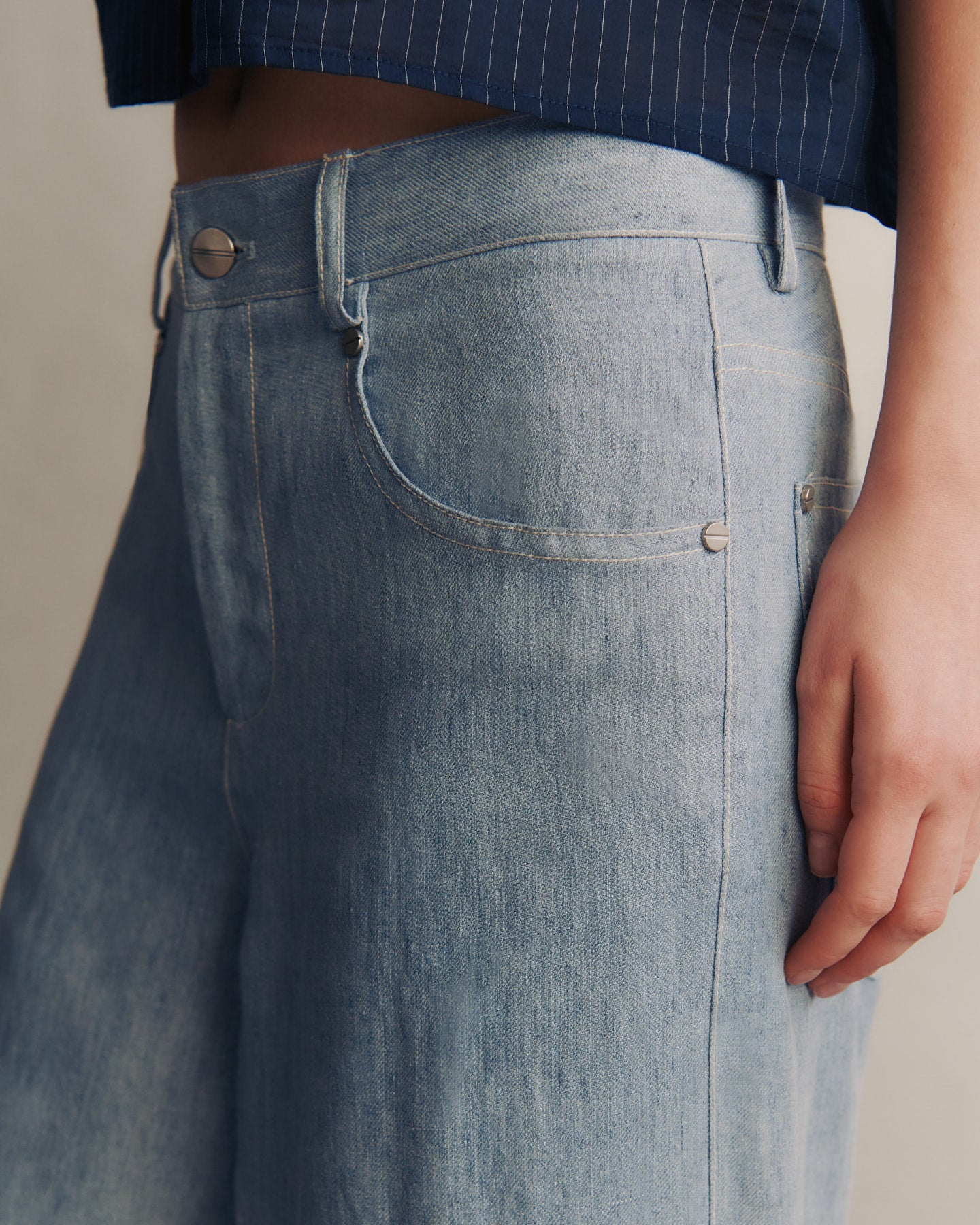 TWP Light indigo Tiny Dancer Jean in Hemp Denim view 2