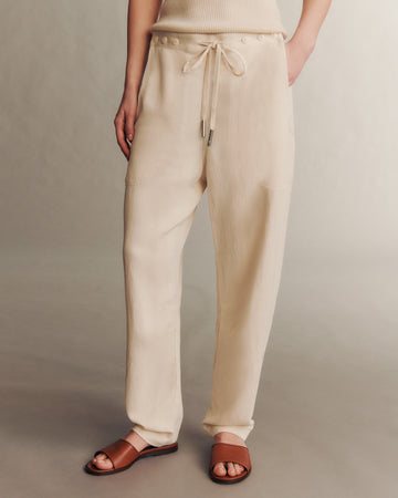 Jetties Beach Pant in Coated Viscose Linen