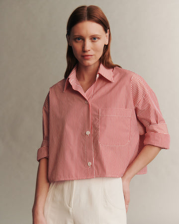 TWP Red / white Next Ex Shirt in Awning Lady Stripe view 2