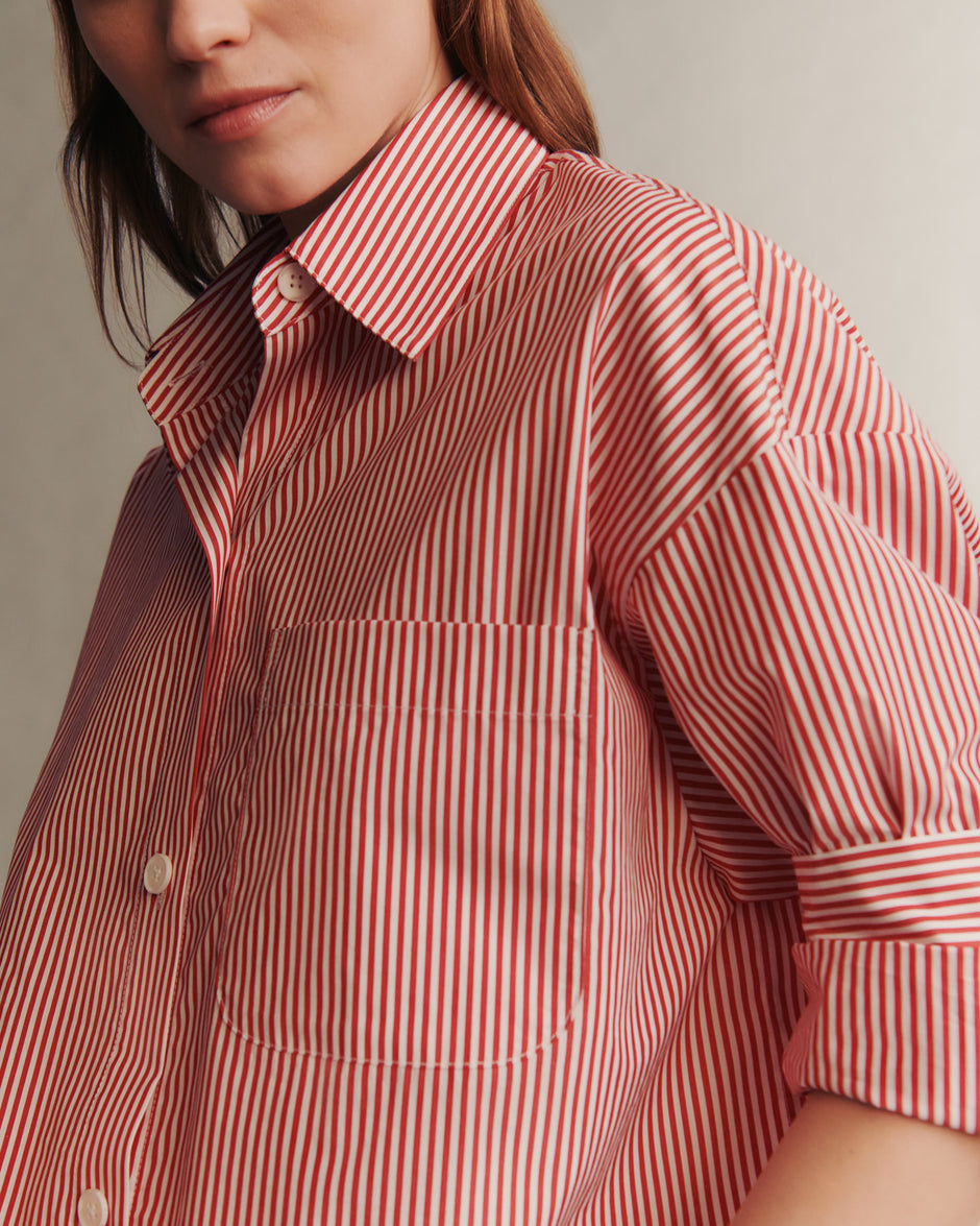 TWP Red / white Next Ex Shirt in Awning Lady Stripe view 4