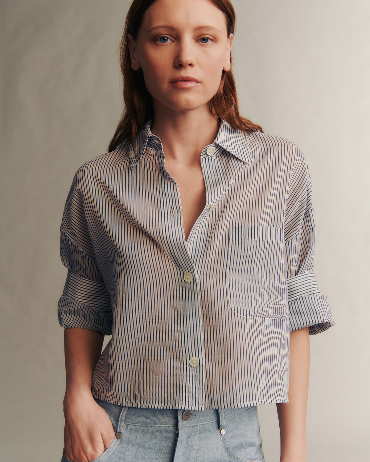 Midnight multi Next Ex Shirt in Cotton Silk British Stripe | TWP