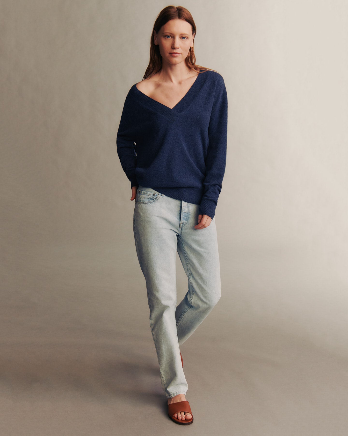 TWP Indigo Deep V Sweater in Cashmere view 2