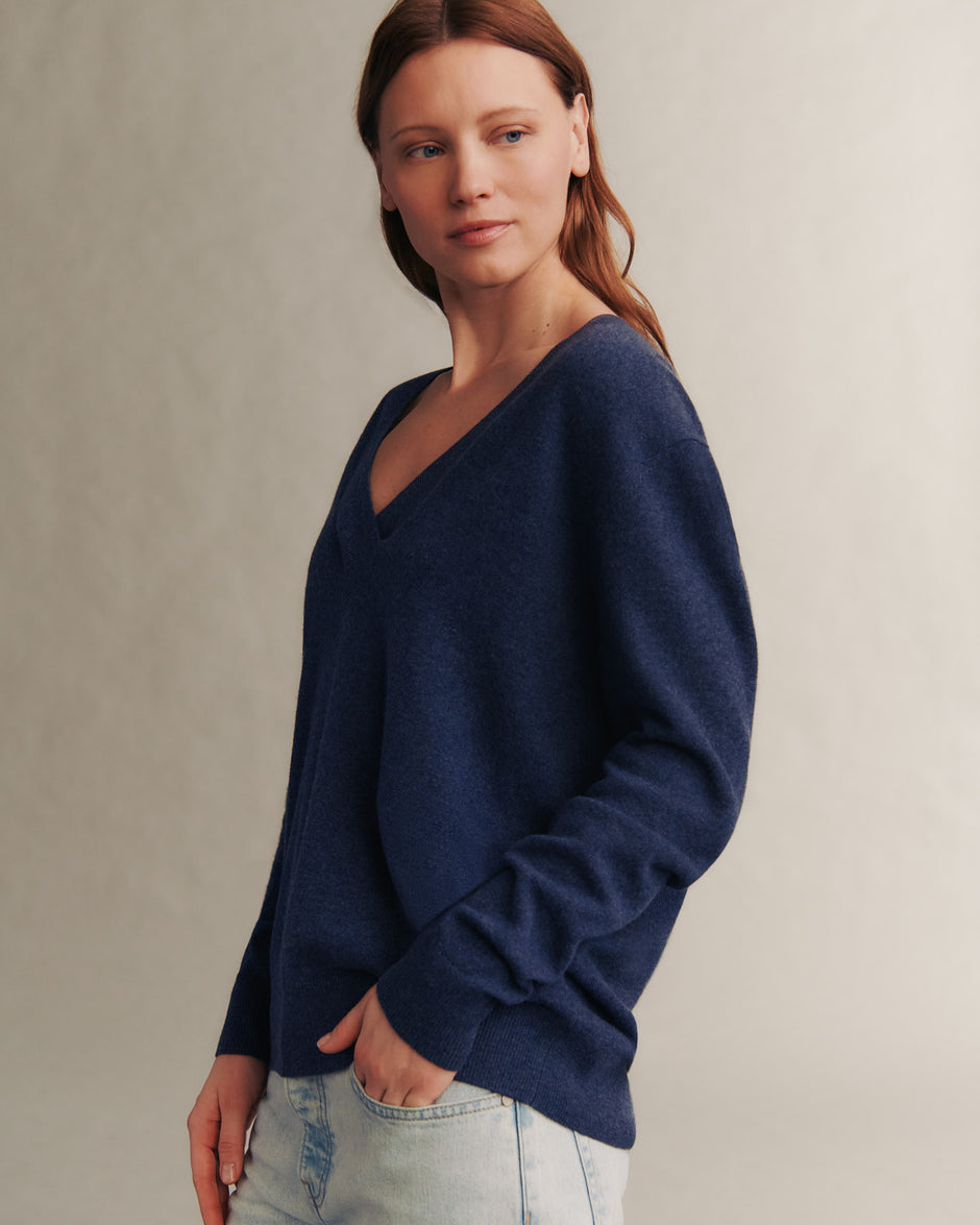 TWP Indigo Deep V Sweater in Cashmere view 5