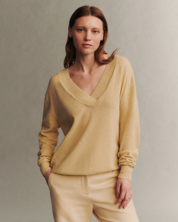 TWP Butter Deep V Sweater in Cashmere view 2