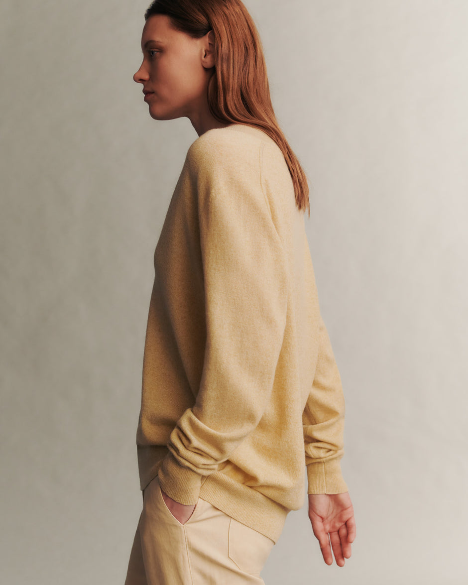 TWP Butter Deep V Sweater in Cashmere view 4