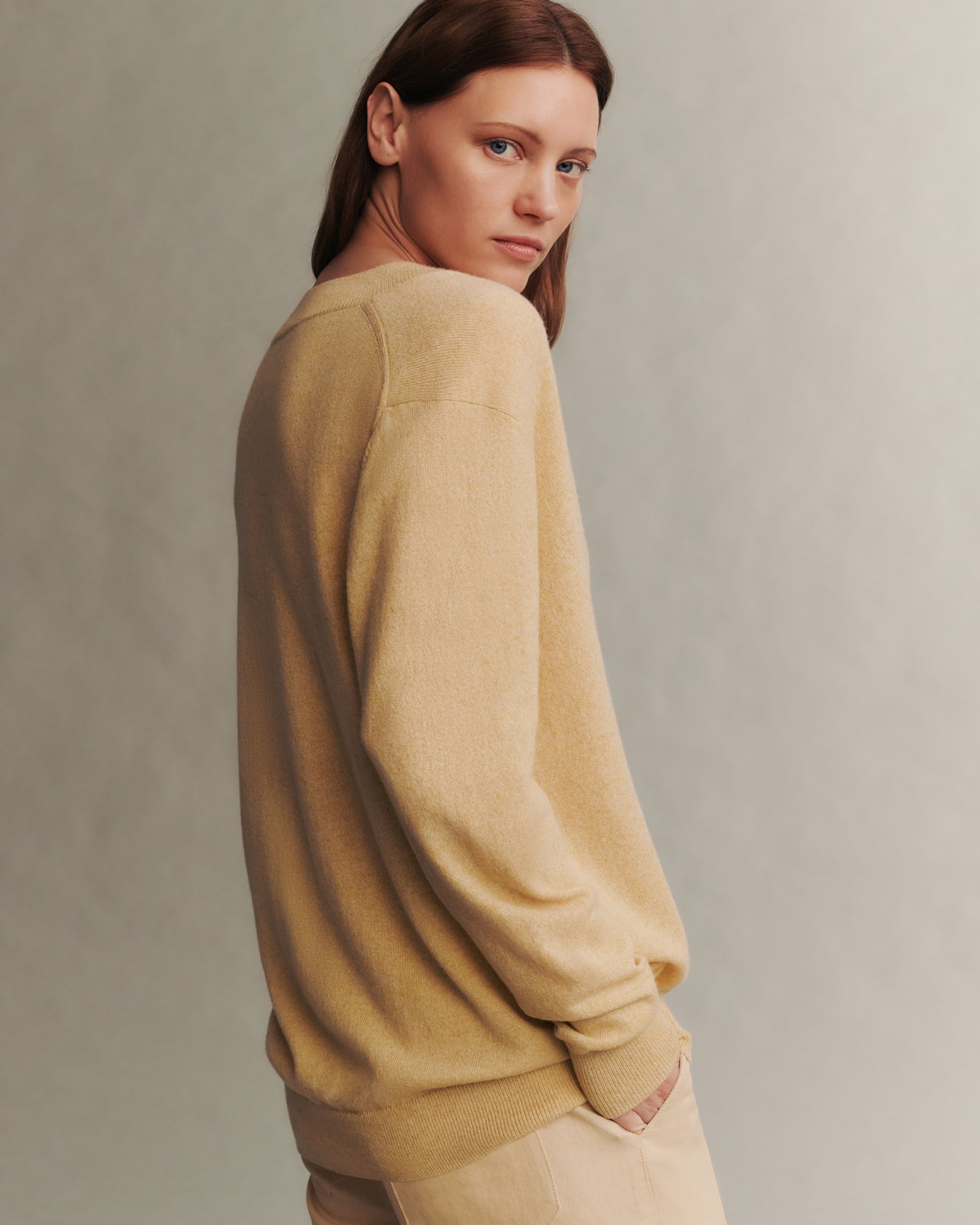 TWP Butter Deep V Sweater in Cashmere view 4