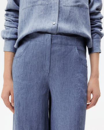 TWP Medium indigo Demie Pant in Lightweight Washed Hemp Denim view 2