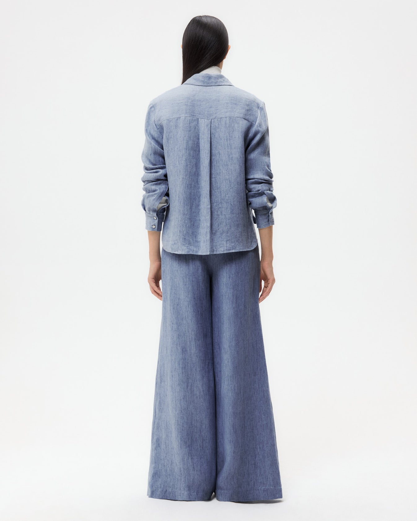 TWP Medium indigo Rancher&#39;s Daughter Shirt in Lightweight Washed Hemp Denim view 4