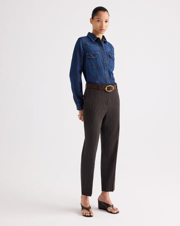 TWP Dark wash Mustang Sally Shirt in Denim Shirting view 2