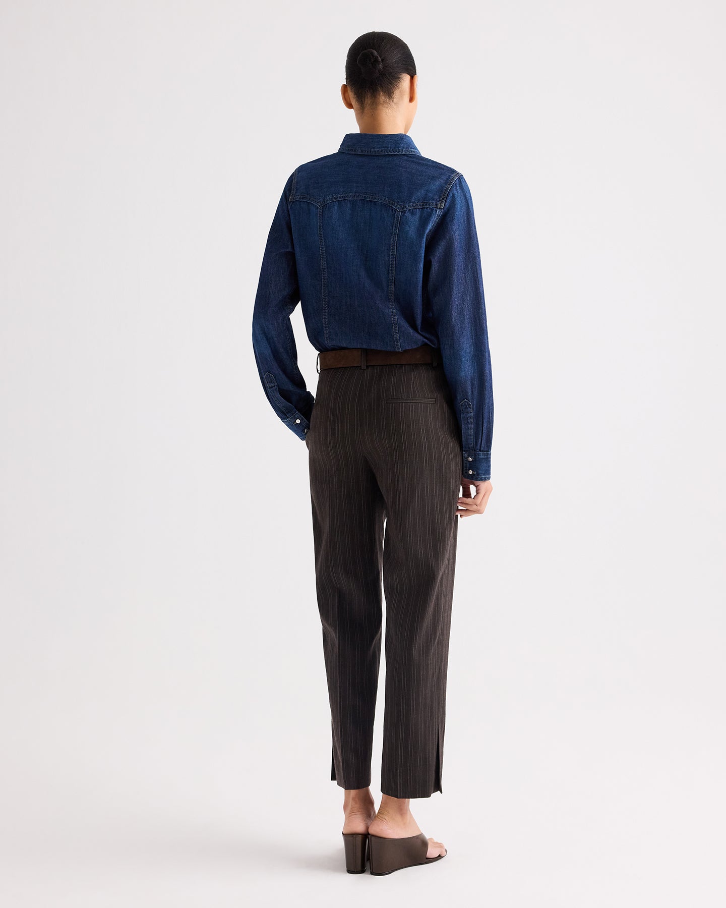 TWP Dark wash Mustang Sally Shirt in Denim Shirting view 4