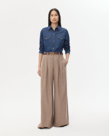 TWP Dark wash Mustang Sally Shirt in Denim Shirting view 4