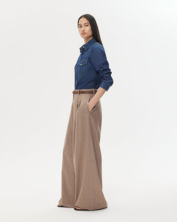 TWP Dark wash Mustang Sally Shirt in Denim Shirting view 5