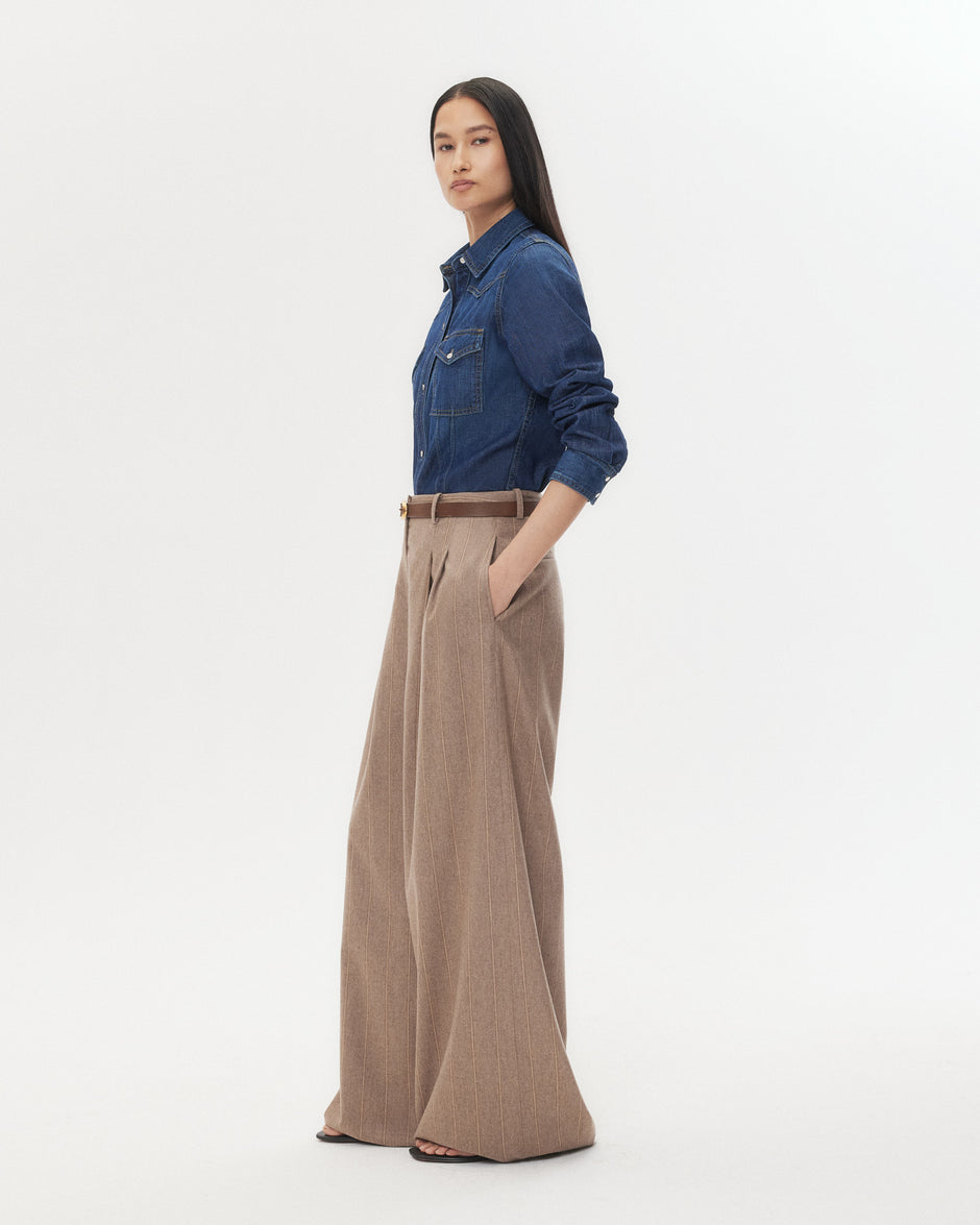 TWP Dark wash Mustang Sally Shirt in Denim Shirting view 5