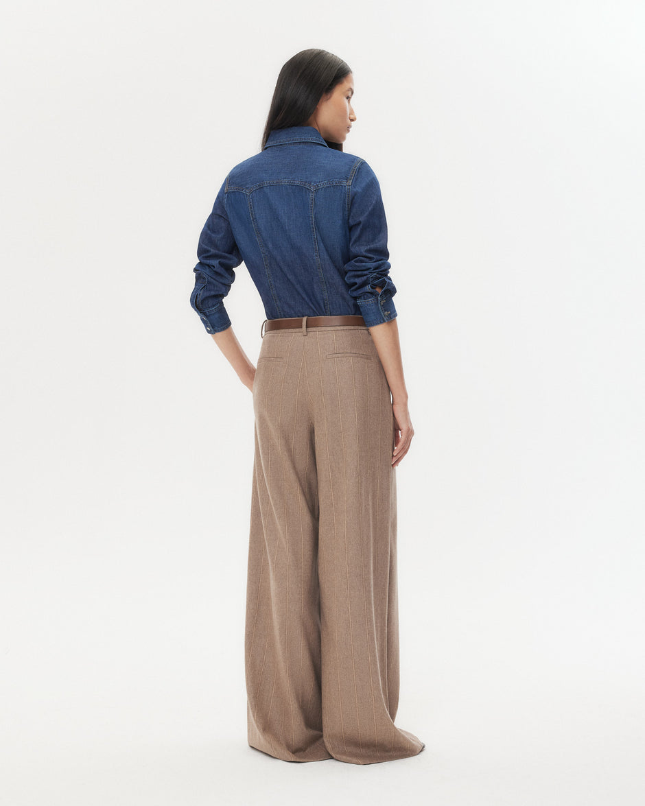 TWP Dark wash Mustang Sally Shirt in Denim Shirting view 6