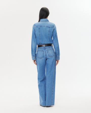 TWP Vintage wash Mustang Sally Shirt in Denim Shirting view 6