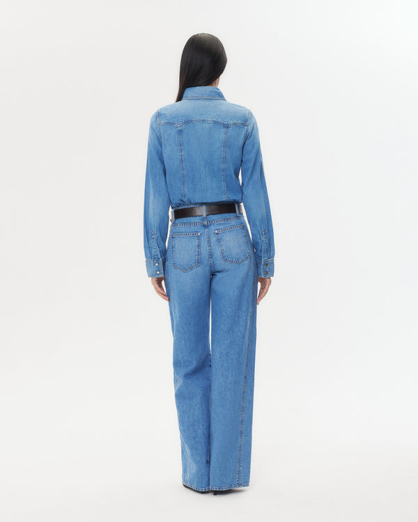 TWP Vintage wash Mustang Sally Shirt in Denim Shirting view 6