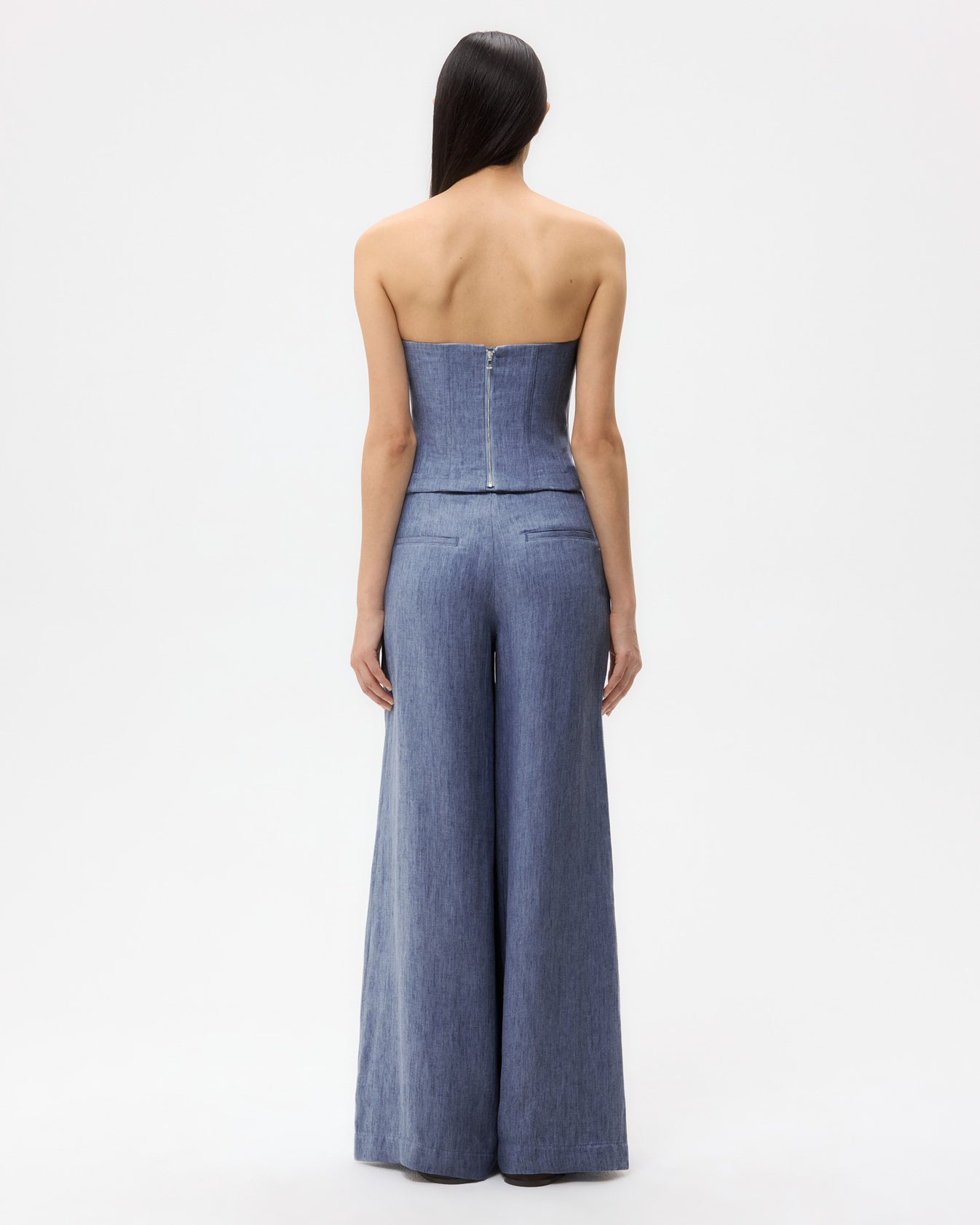 TWP Medium indigo Jillian Bustier in Lightweight Washed Hemp Denim view 6