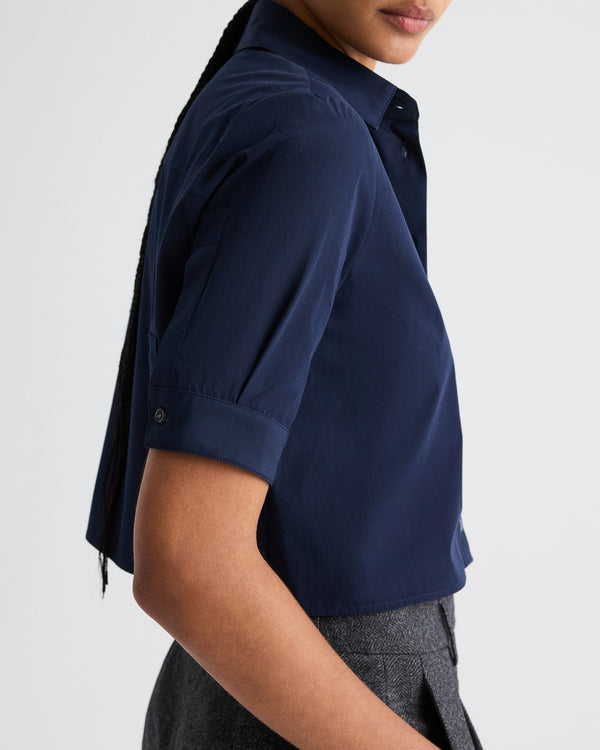 TWP Midnight Short Lived Shirt in Vintage Washed Poplin view 4