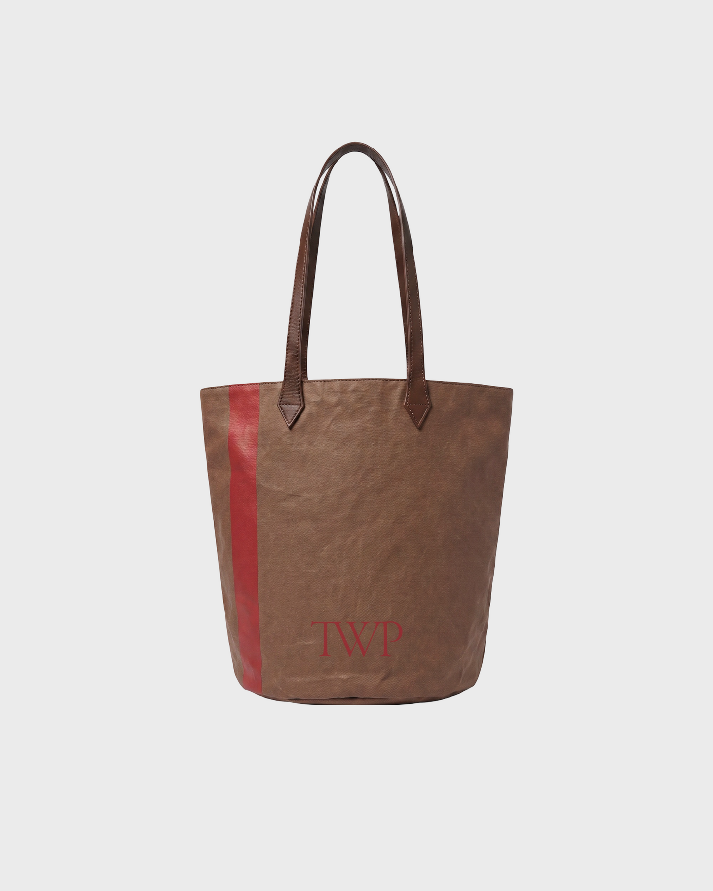 TWP Tan / tomato Aspen Small Bucket Bag in Coated Cotton Canvas view 2