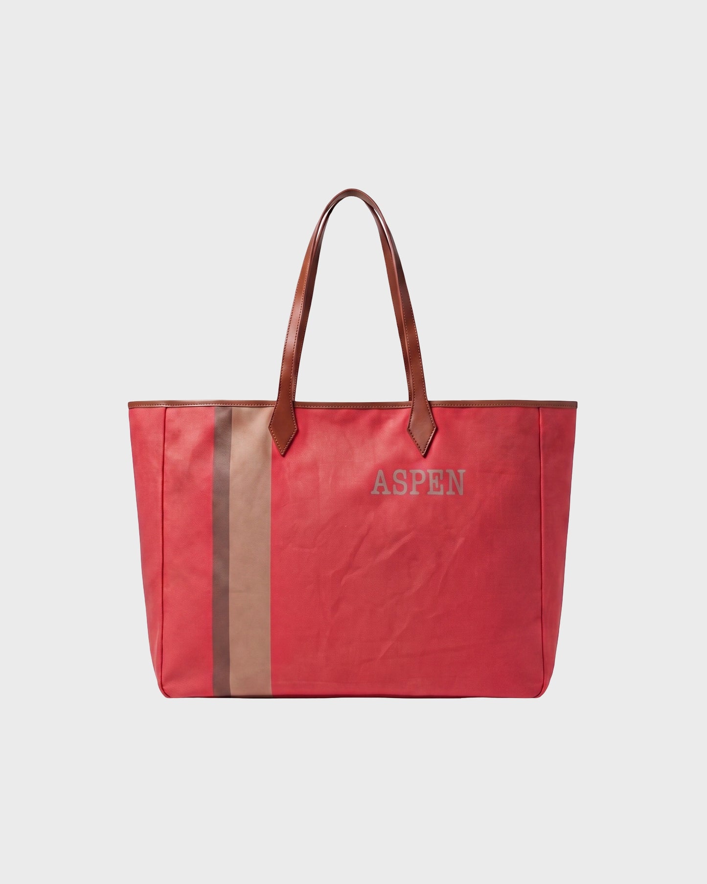 TWP Tomato / tan Aspen Tote Bag in Coated Cotton Canvas view 1