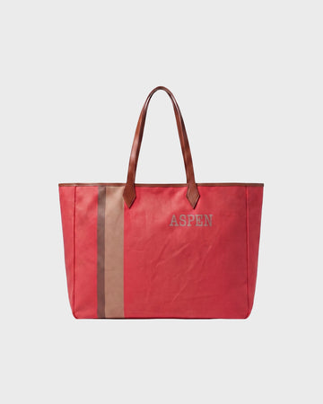 TWP Tomato / tan Aspen Tote Bag in Coated Cotton Canvas view 1