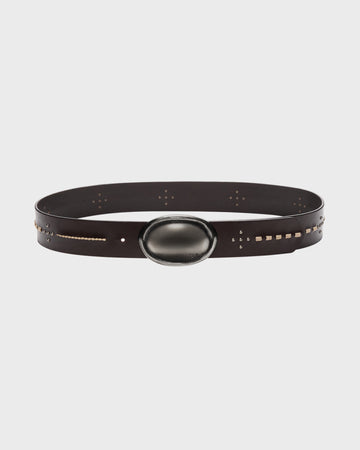Buckle Bunny Belt with Stitch in Leather