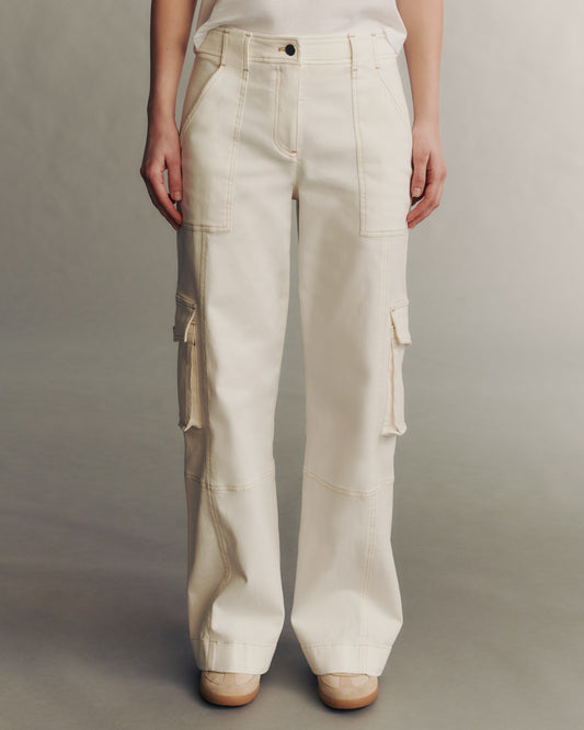 TWP Ivory Coop Pant with Cargo Pockets in Cotton Twill view 2