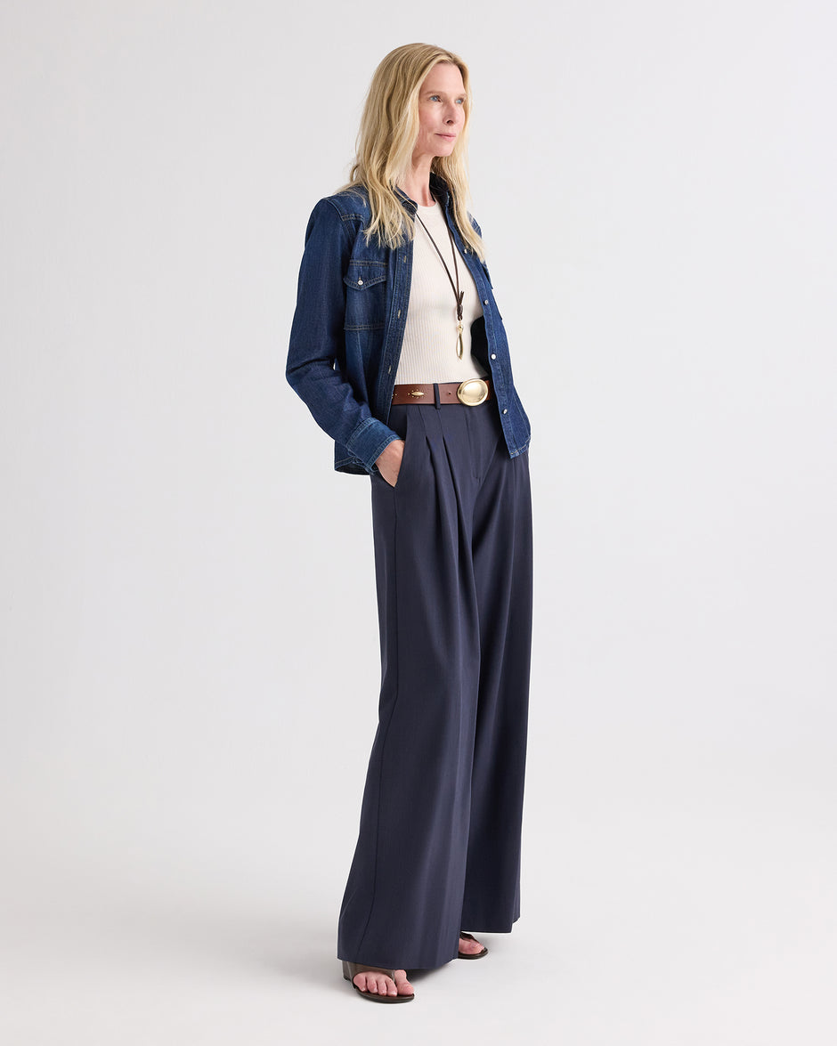 TWP Indigo Next Didi Pant in Italian Wool Twill view 5