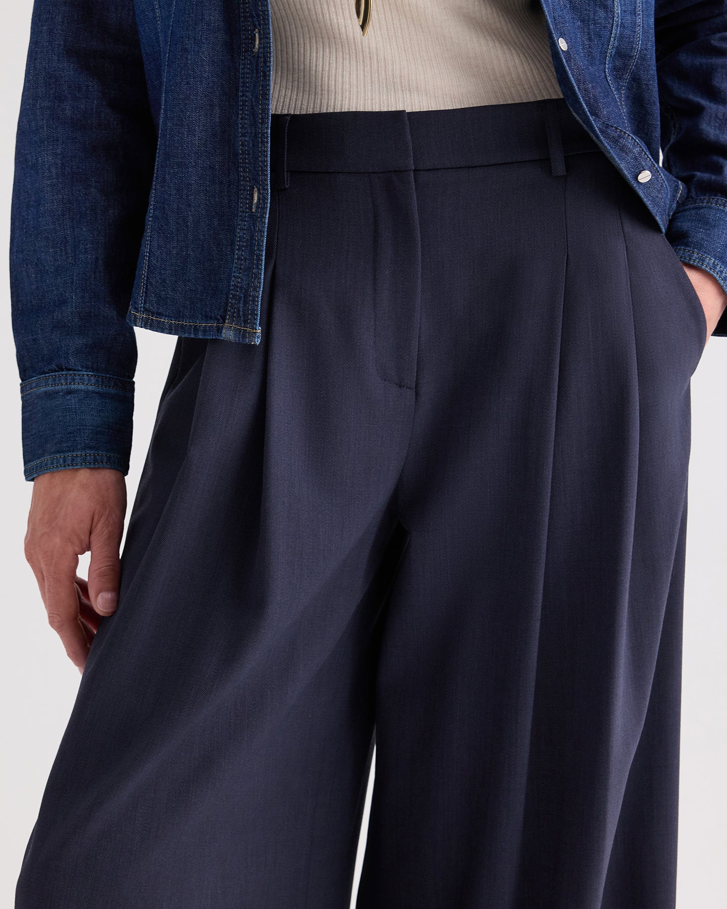 Women's Indigo Wide Leg Wool Pant | TWP