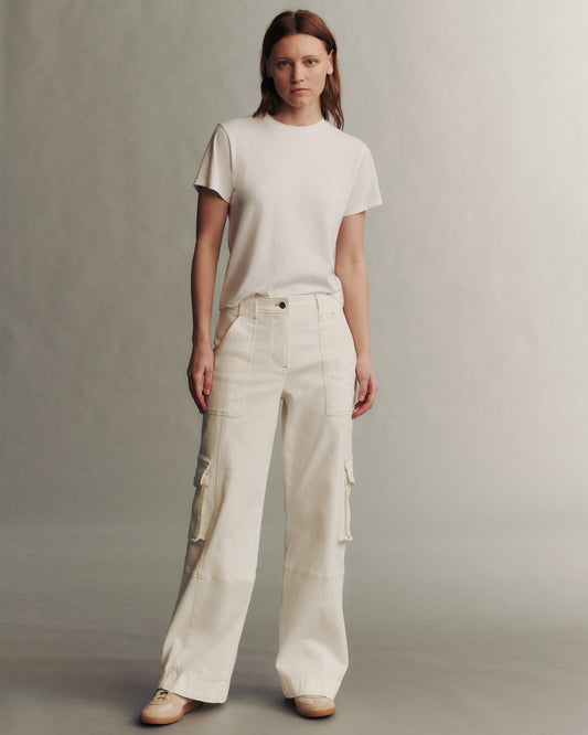 TWP Ivory Coop Pant with Cargo Pockets in Cotton Twill view 6