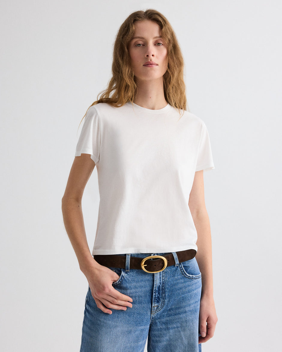 TWP White His Tee in Supima Cotton view 1