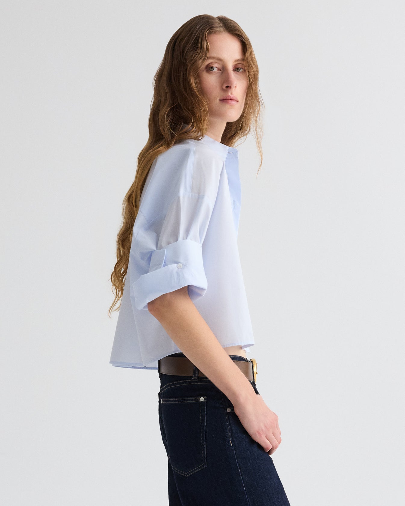 TWP Baby blue Next Ex Shirt in Superfine Cotton view 3