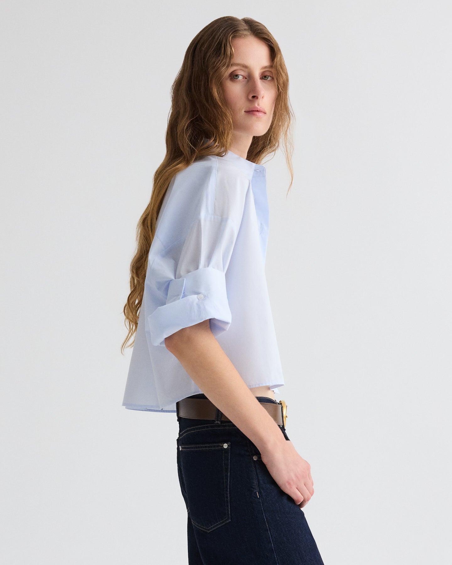 TWP Baby blue Next Ex Shirt in Superfine Cotton view 3