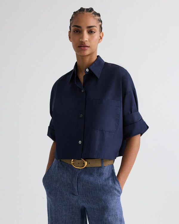 TWP Women's Next Ex Shirt in superfine cotton - Midnight - Size M/L TWP Women's Next Ex Shirt in superfine cotton - Midnight - Size M/L