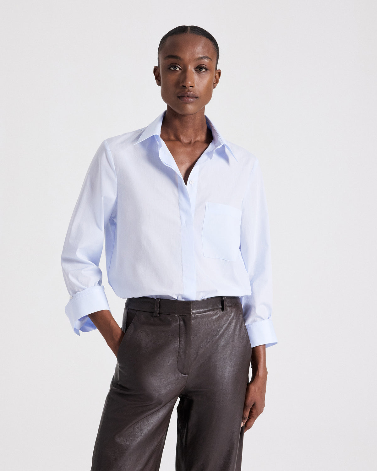 TWP Baby blue Boyfriend Shirt in Superfine Cotton view 3