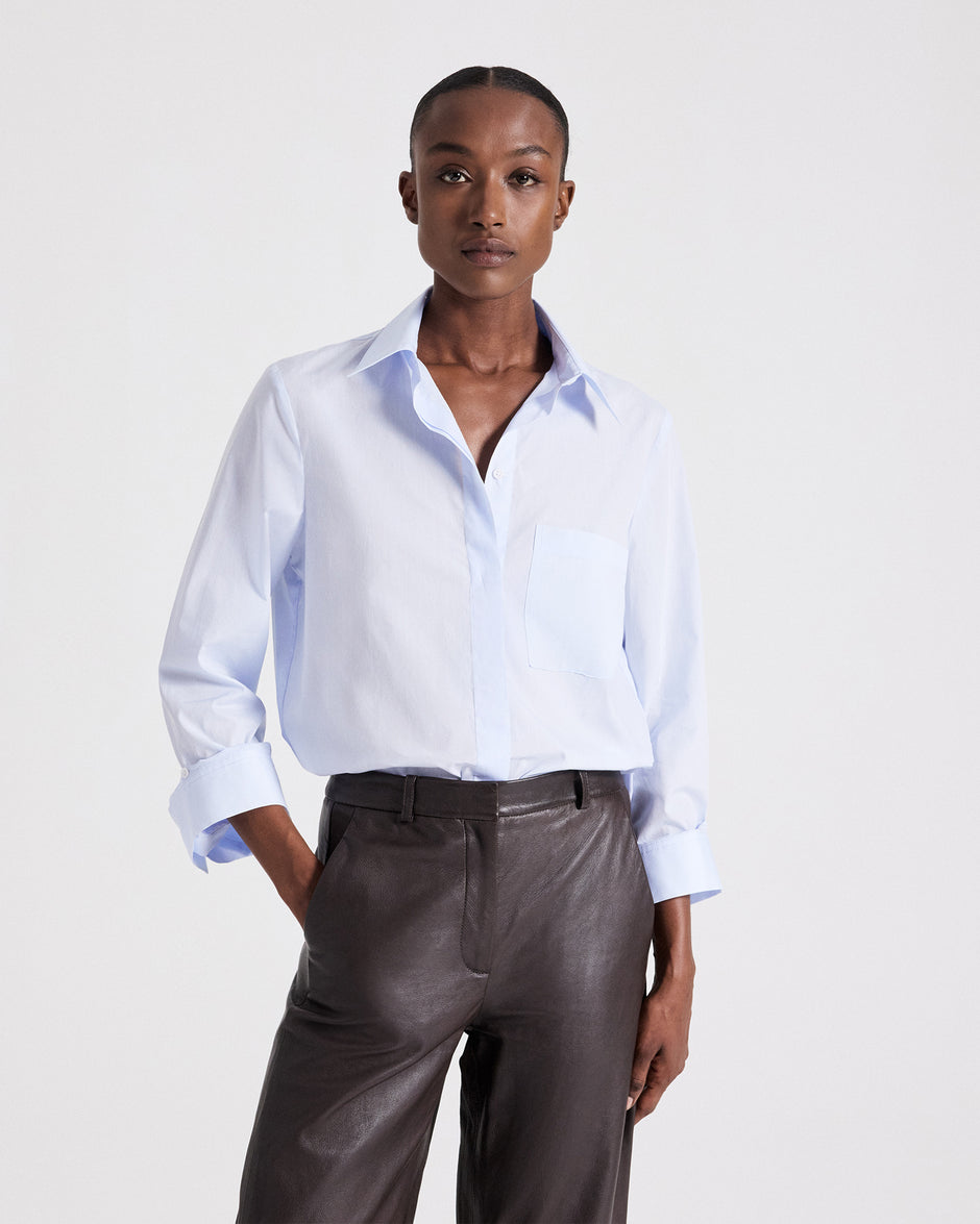 TWP Baby blue Boyfriend Shirt in Superfine Cotton view 3
