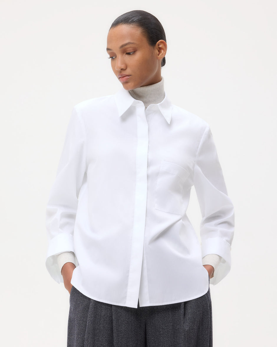 TWP White Boyfriend Shirt in Superfine Cotton view 1