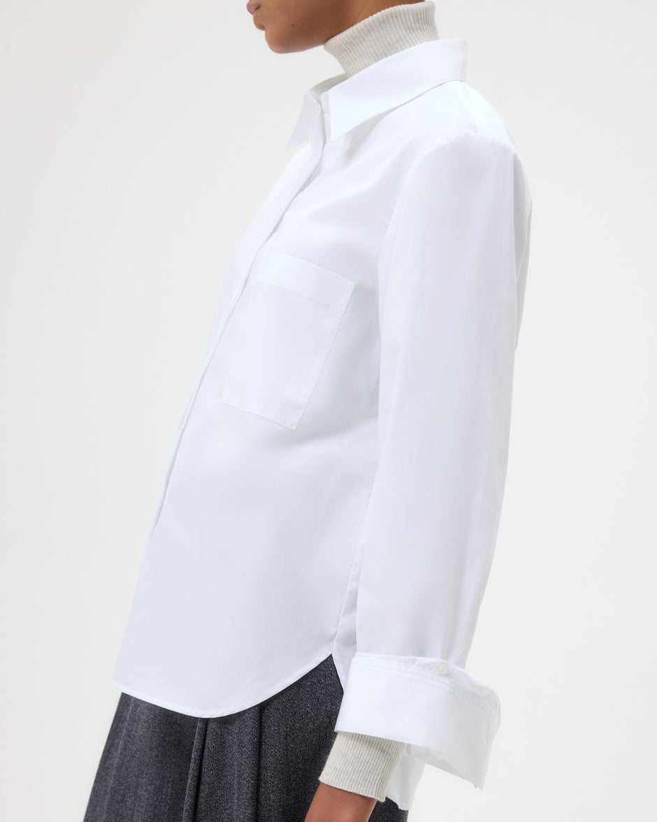 TWP White Boyfriend Shirt in Superfine Cotton view 2