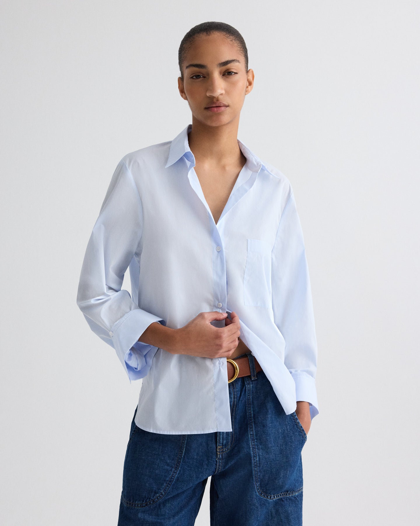TWP Baby blue Next Morning Shirt in Superfine Cotton view 1